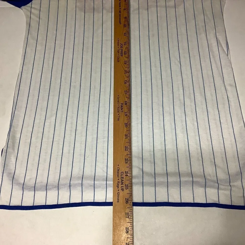 Vintage Coca Cola Ringer Baseball Striped T Shirt Size L 12-14 Blue/White USA - Picture 7 of 7